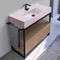 Modern  Console Vanity, Pink Ceramic Sink, 43